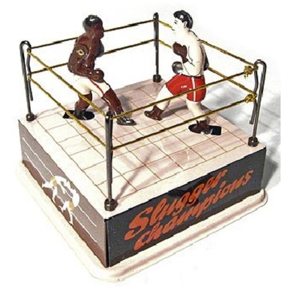 Boxing Ring Classic Tin Wind Up Toy Collectible Boxer Slugger Champions Tin Toy